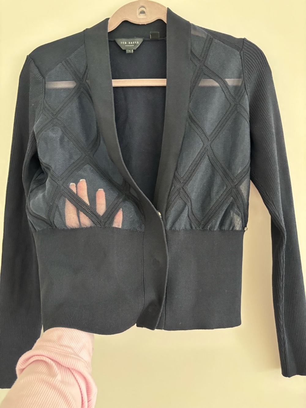 Ted Baker Black Open-Front Textured Knit Blazer - Picture 2 of 6